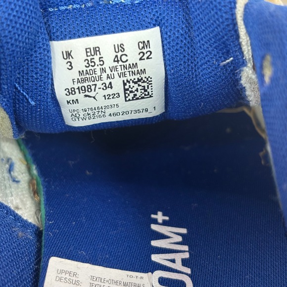 Puma Graviton Retro Youth Kids Sneakers Shoes Size 4C Cream Blue Orange - Picture 7 of 8